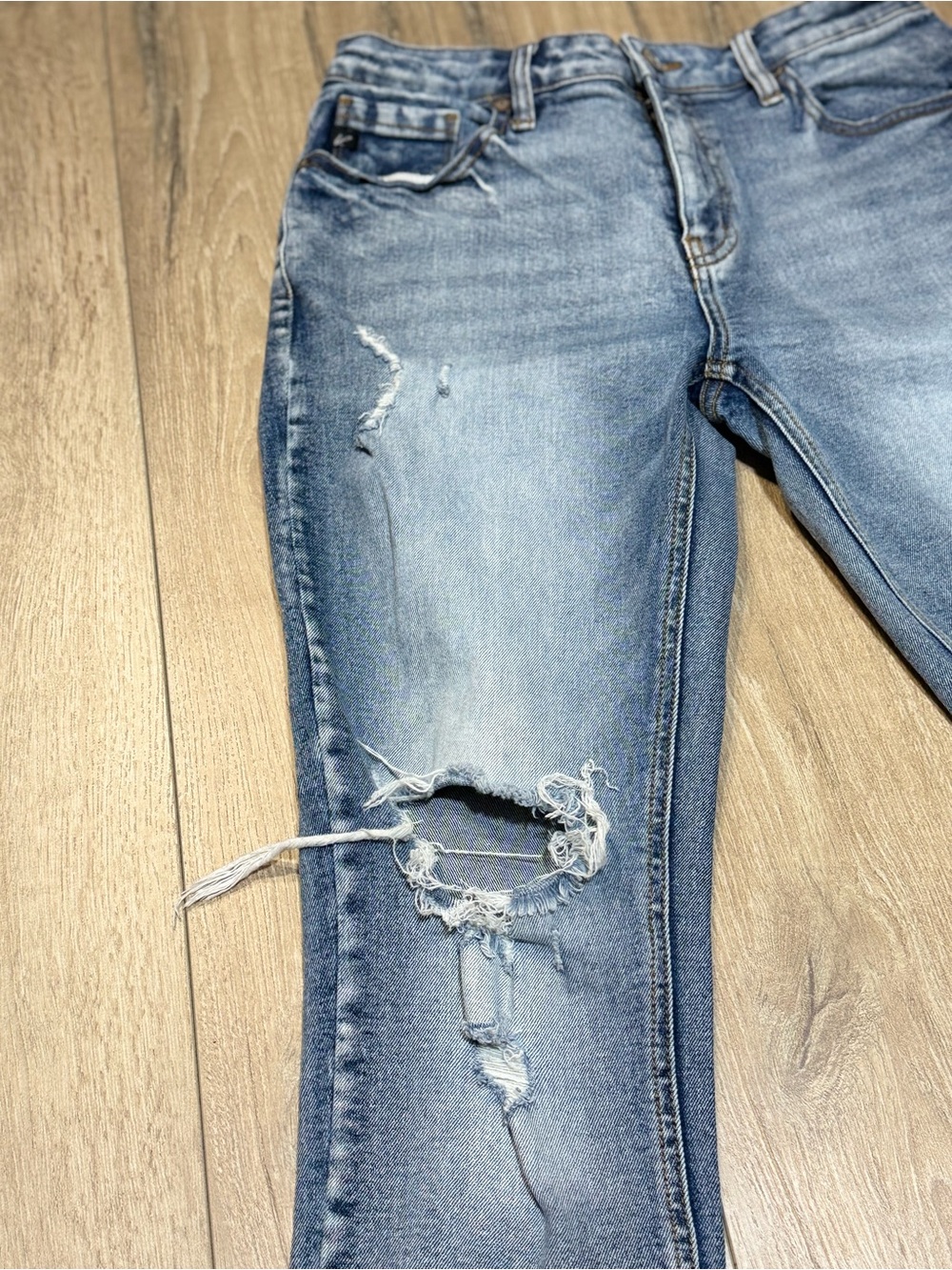 KanCan High Rise Distressed Straight Leg Jeans Raw Hem Size 27 - Picture 8 of 14